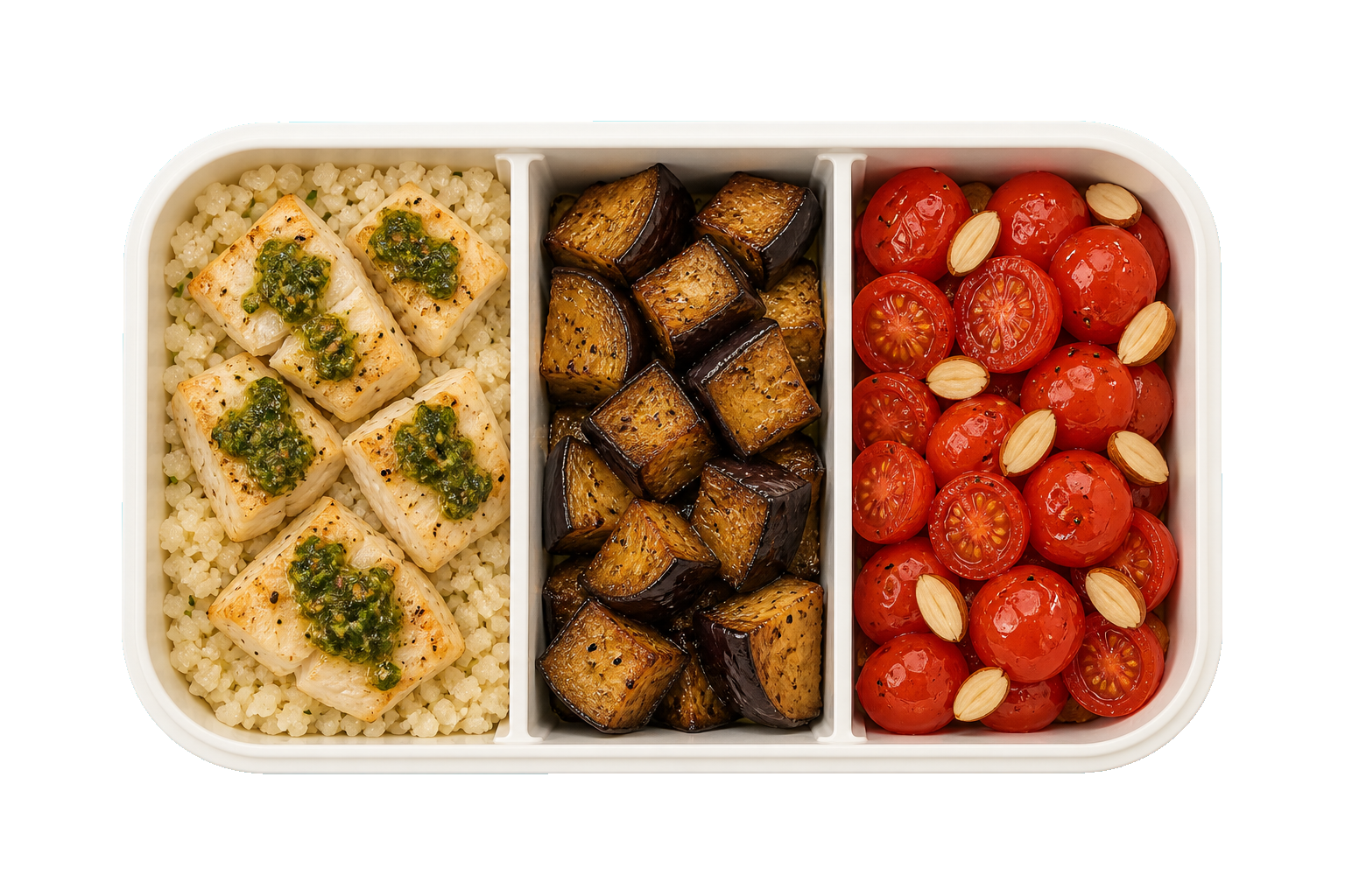 Cod Eggplant Tomato with Cauliflower Rice