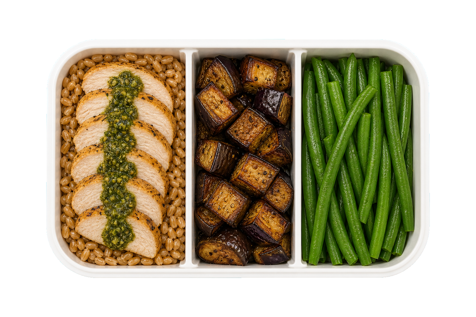 Eggplant Pesto Chicken with Farro