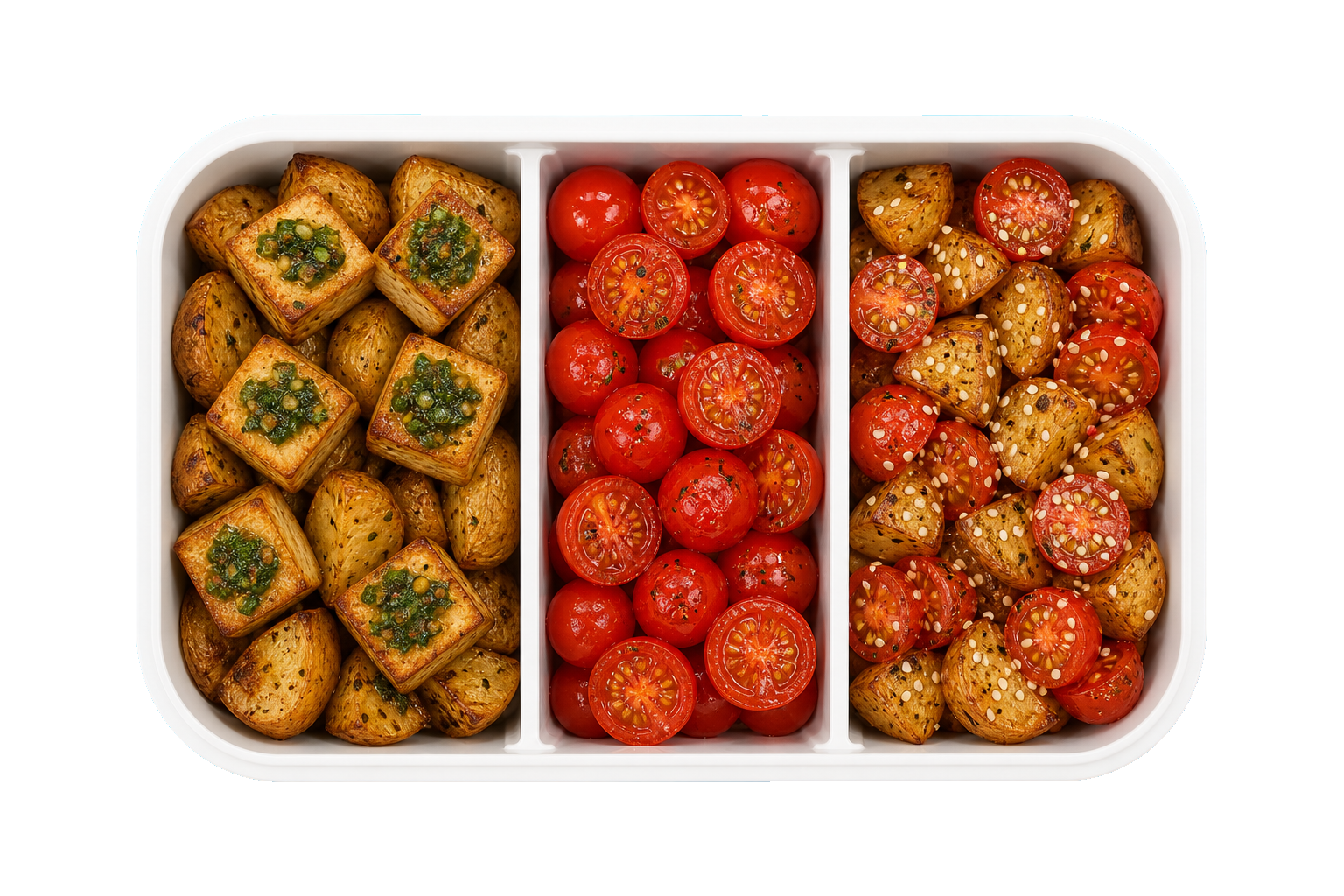 Tofu with Potato and Cherry Tomatoes
