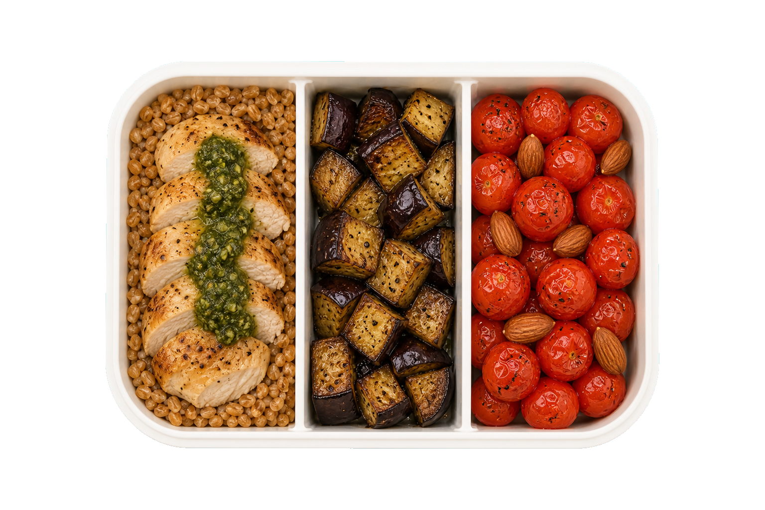 Eggplant Pesto Chicken with Farro