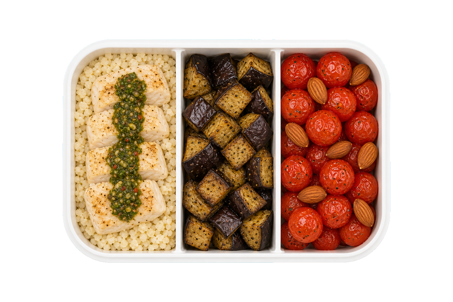 Cod Eggplant Tomato with Cauliflower Rice