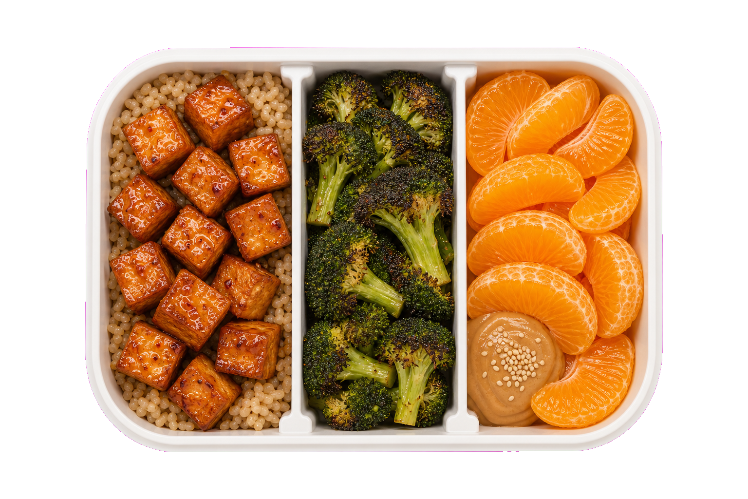 Crisp Orange Tofu Rice Lunch with Brown Rice