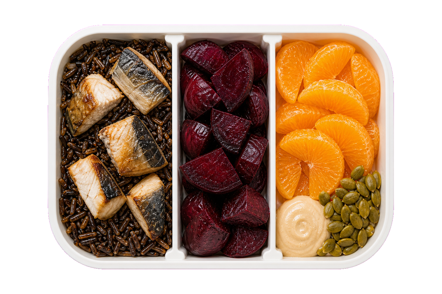 Mackerel Beet Citrus Rice Lunch with Wild Rice