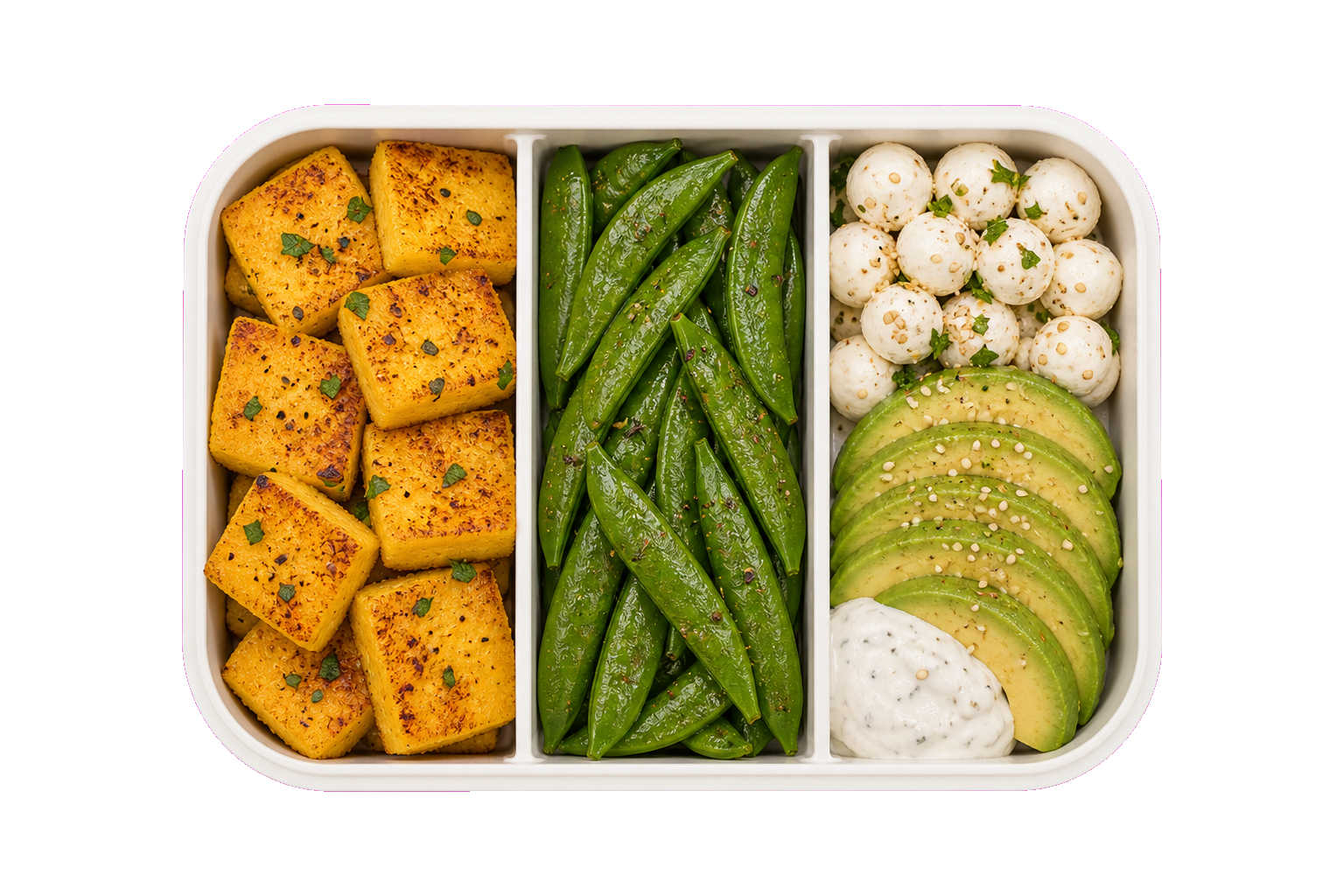 Polenta Mozzarella Snap Pea Lunch