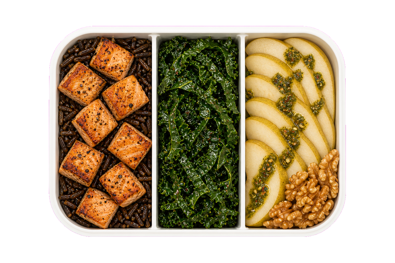 Salmon Kale Pear Wild Rice with Wild Rice