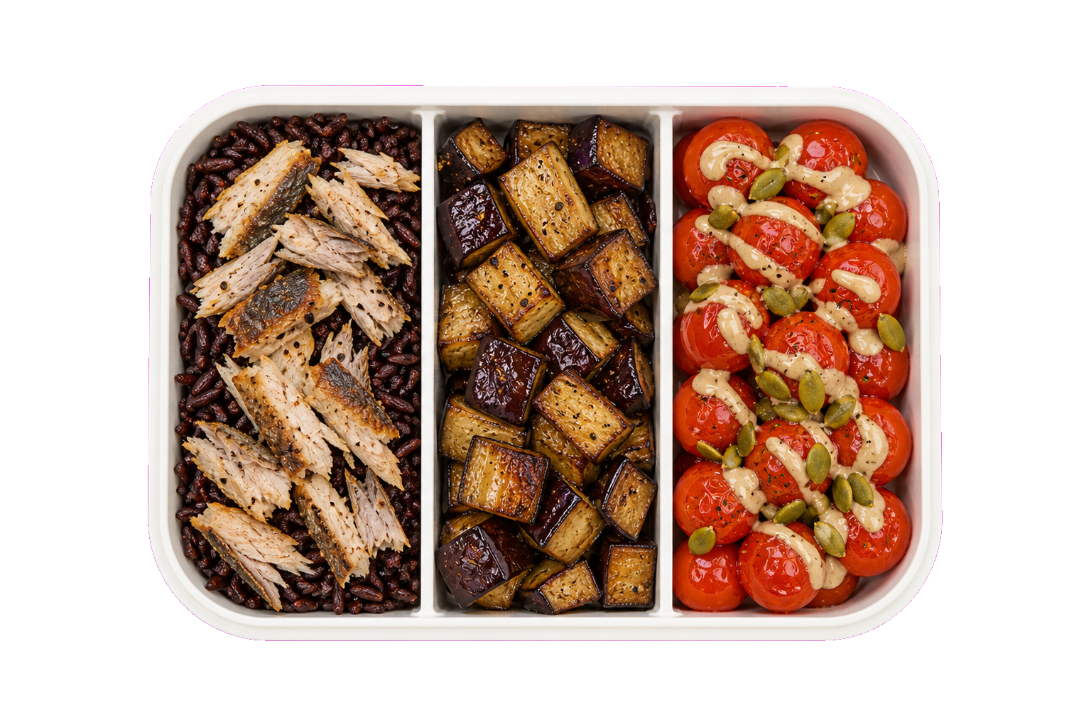Mackerel Eggplant Tomato Wild Rice with Wild Rice