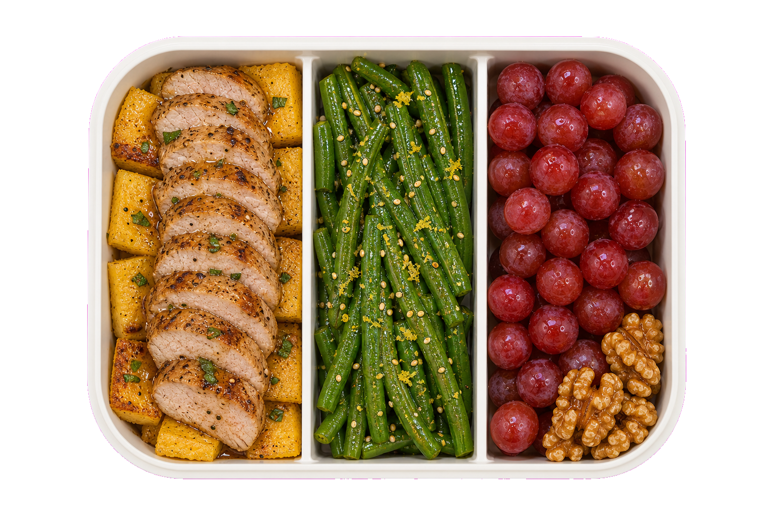 Pork Tenderloin Soft Polenta Squares