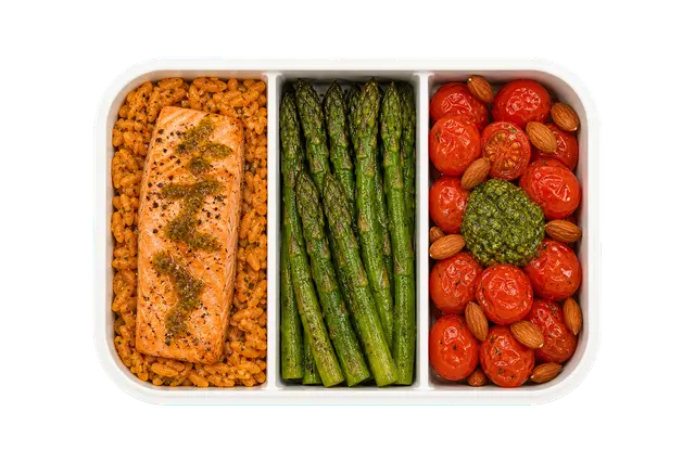 Pesto Garden Salmon with Lentil Pasta